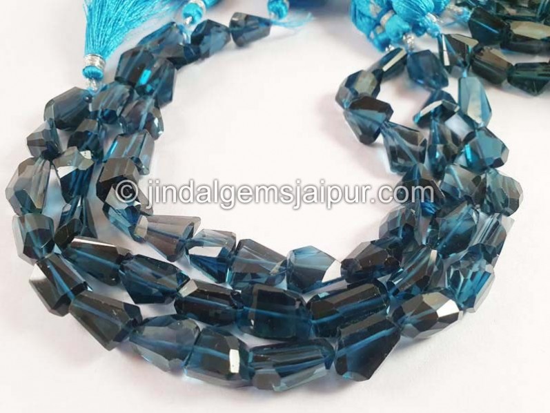 London Blue Topaz Faceted Nugget Beads