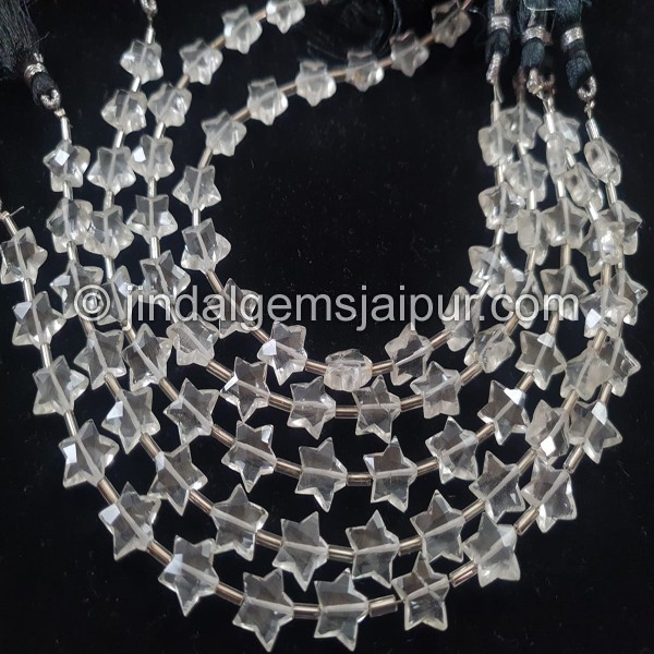 Crystal Quartz Faceted Star Beads