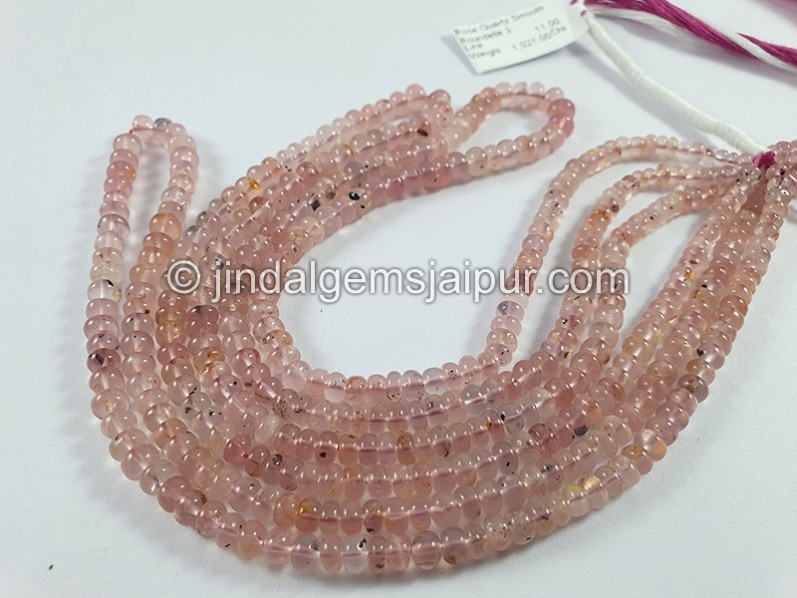 Rose Quartz Smooth Roundelle Shape Small Beads