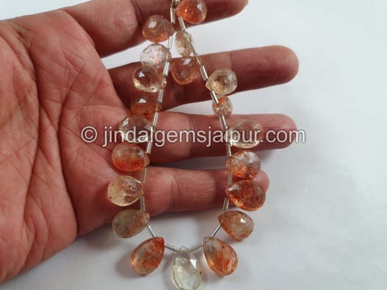 Sunstone Big Faceted Pear Beads