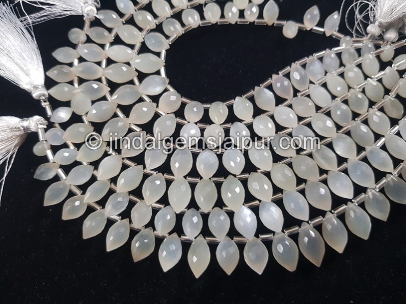 White Moonstone Faceted Dew Drops Beads