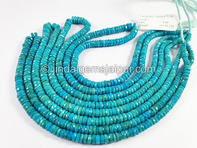 Turquoise Faceted Tyre Shape Small Beads