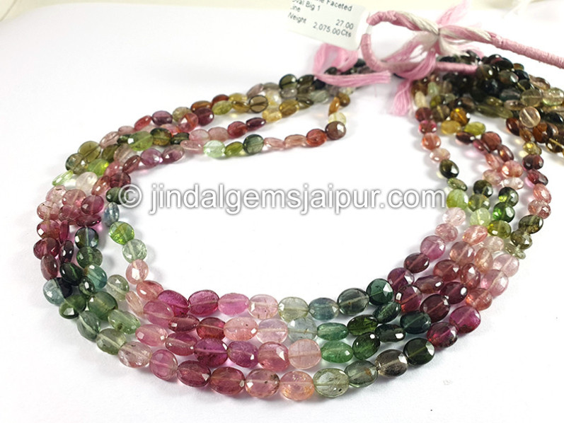 Tourmaline Faceted Oval Shape Beads