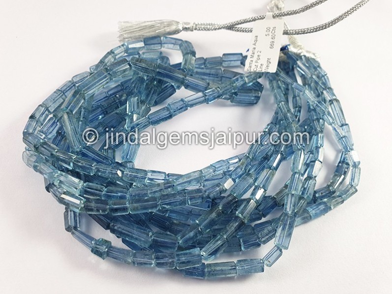 Santa Maria Aquamarine Cut Pipe Shape Beads