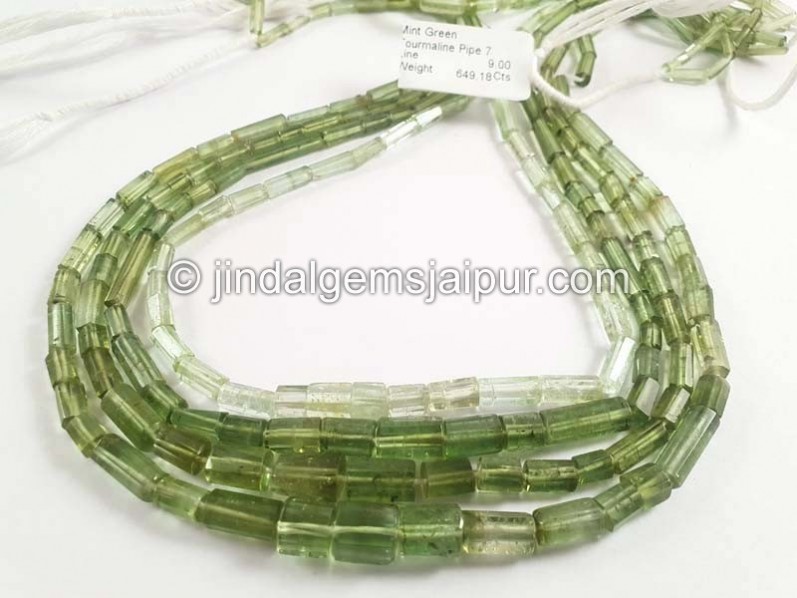 Mint Green Tourmaline Pipe Shape Beads