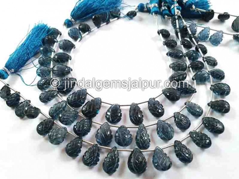 London Blue Topaz Carved Pear Beads