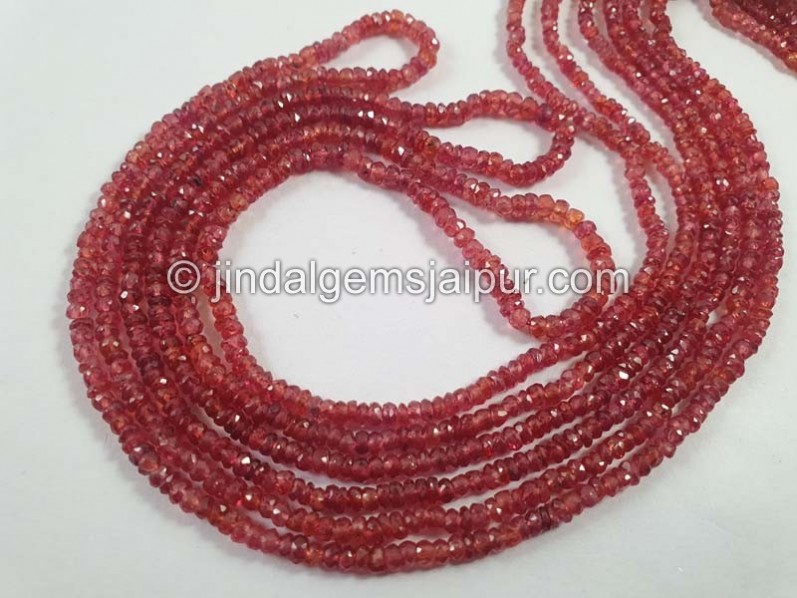 Red Padparadscha Sapphire Faceted Roundelle Beads