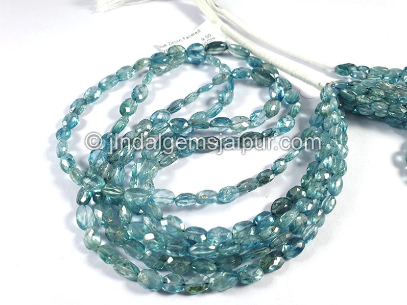 Blue Zircon Faceted Oval Shape Beads