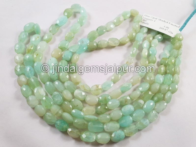 Blue Opal Shaded Faceted Nugget Beads