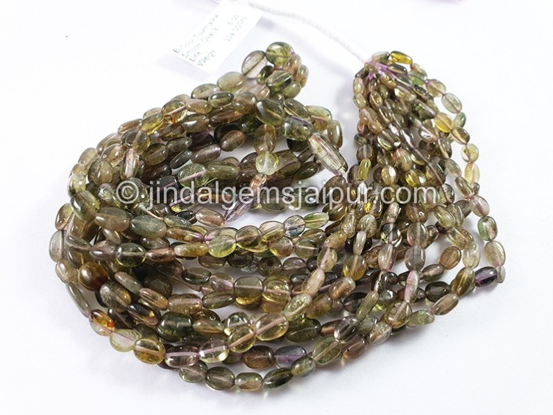 Bi Color Tourmaline Smooth Oval Shape Beads