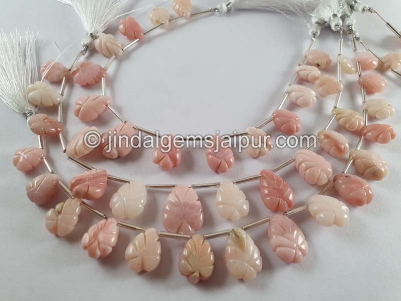 Pink Opal Carved Pear Beads