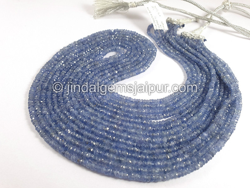 Blue Sapphire Burma Faceted Roundelle Shape Beads