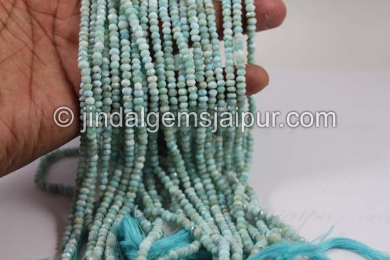 Larimar Faceted Roundelle Shape Beads