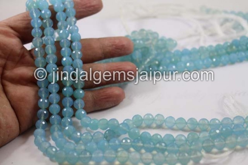 Blue Chalcedony Faceted Round Shape Beads