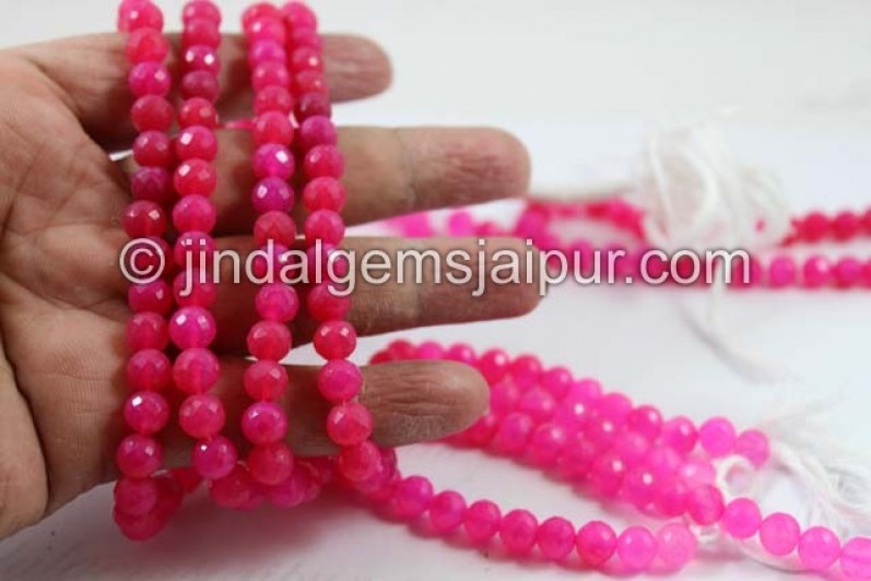 Raspberry Chalcedony Faceted Round Shape Beads