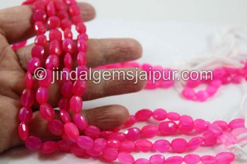 Raspberry Chalcedony Faceted Oval Shape Beads