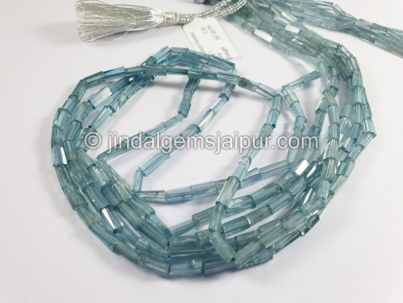 Blue Zircon Faceted Pipe Shape Beads