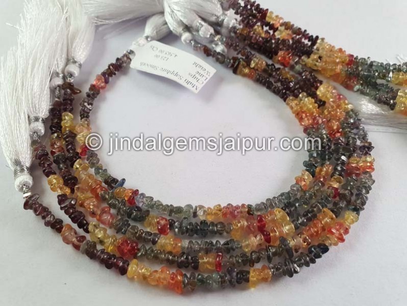 Multi Sapphire Smooth Chips Beads