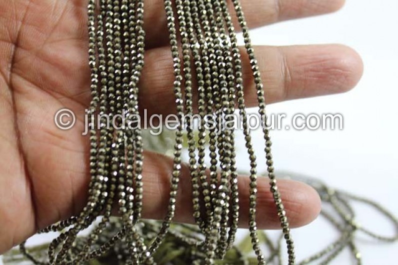 Pyrite Micro Cut Round Shape Beads