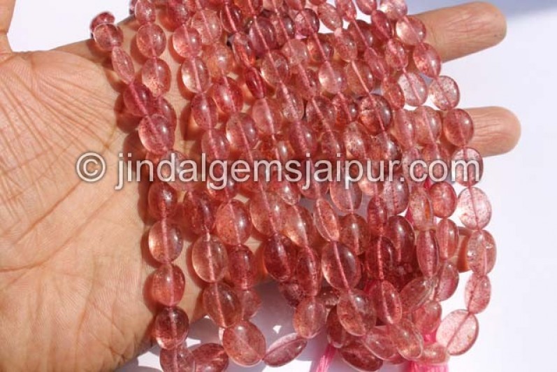 Strawberry Quartz Far Smooth Oval Shape Beads