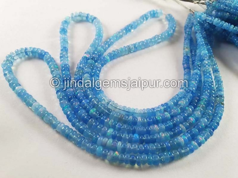 Blue Ethiopian Opal Smooth Roundelle Beads