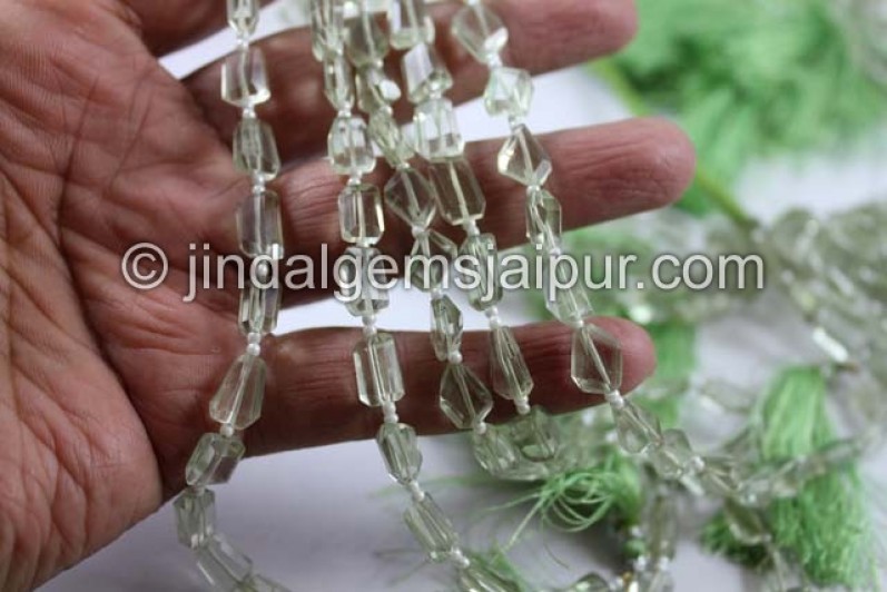 Green Amethyst Faceted Nugget Shape Beads