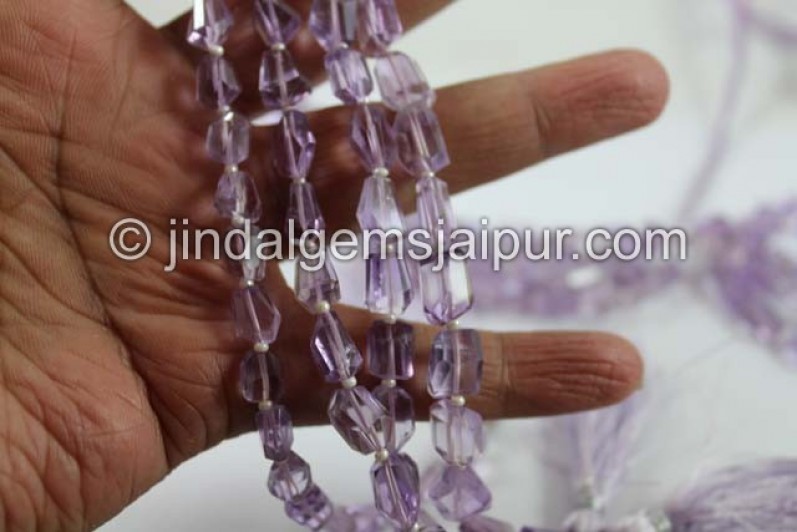 Pink Amethyst Faceted Nugget Shape Beads