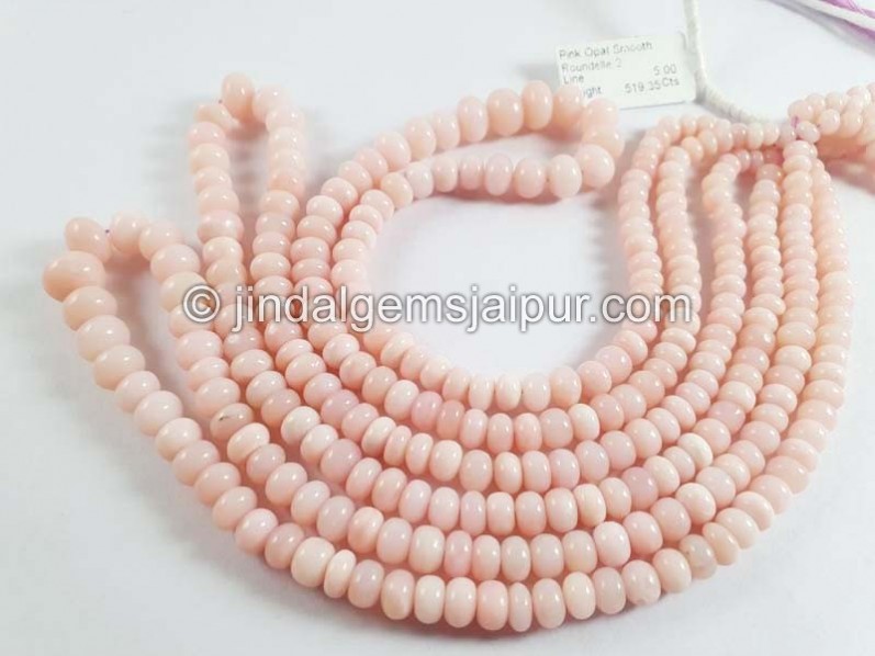 Pink Opal Smooth Roundelle Beads