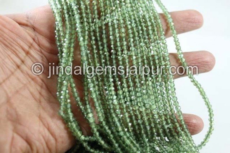 Green Apatite Micro Cut Round  Beads