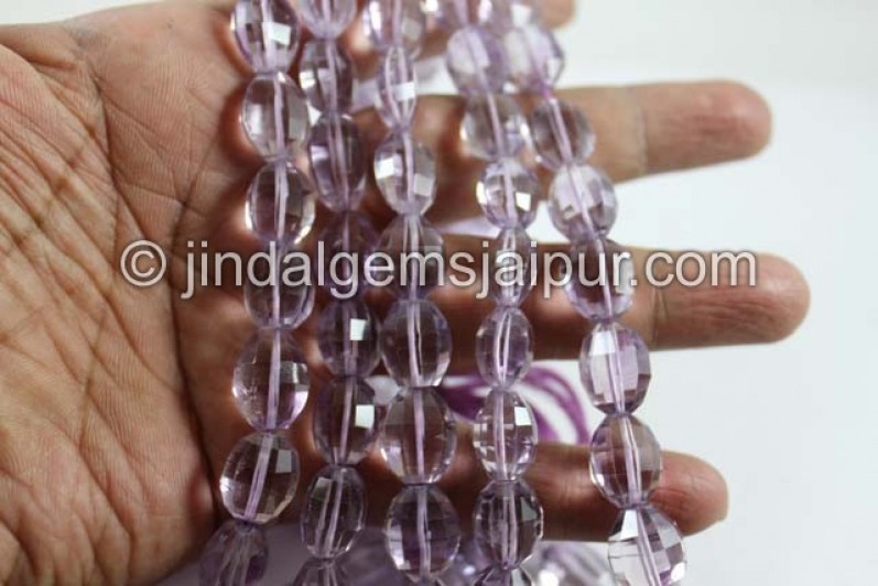 Pink Amethyst Far Step Cut Oval Beads