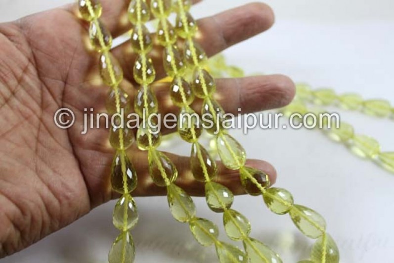 Lemon Quartz Far Faceted Drops Beads