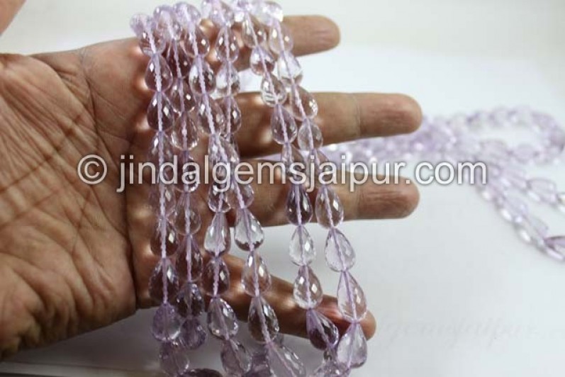 Pink Amethyst Far Faceted Drops Beads