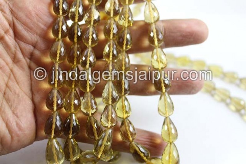 Honey Quartz Far Faceted Drops Beads