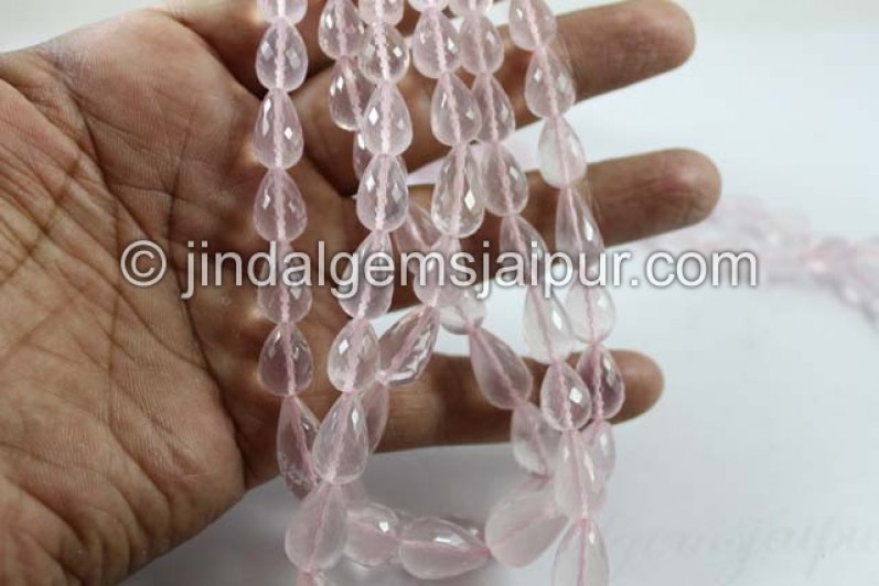 Rose Quartz Far Faceted Drops Beads