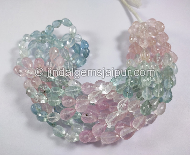 Multi Aquamarine Faceted Drops Shape Beads