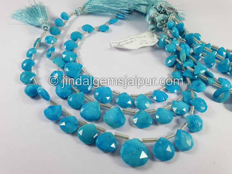 Turquoise Arizona Faceted Heart Shape Beads