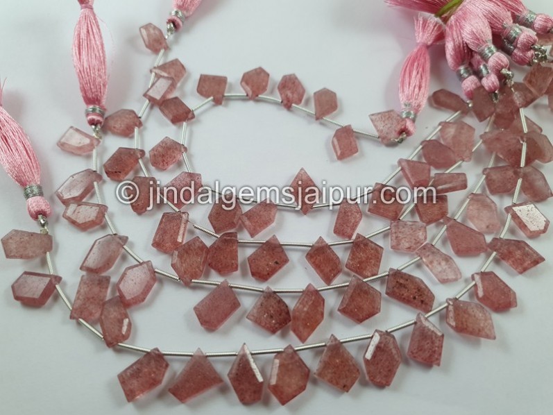 Pink Strawberry Quartz Flat Fancy Shape Beads