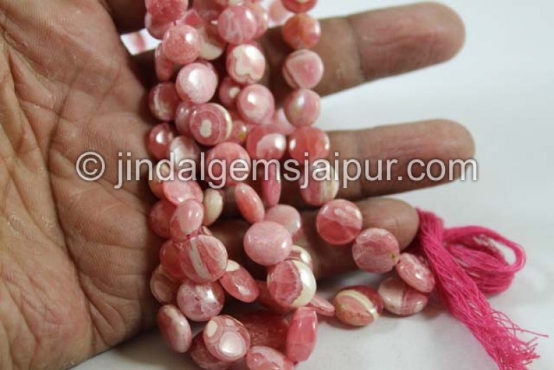 Rhodochrosite Smooth Coin Beads