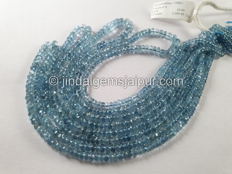 Aquamarine Offiki Faceted Roundelle Beads