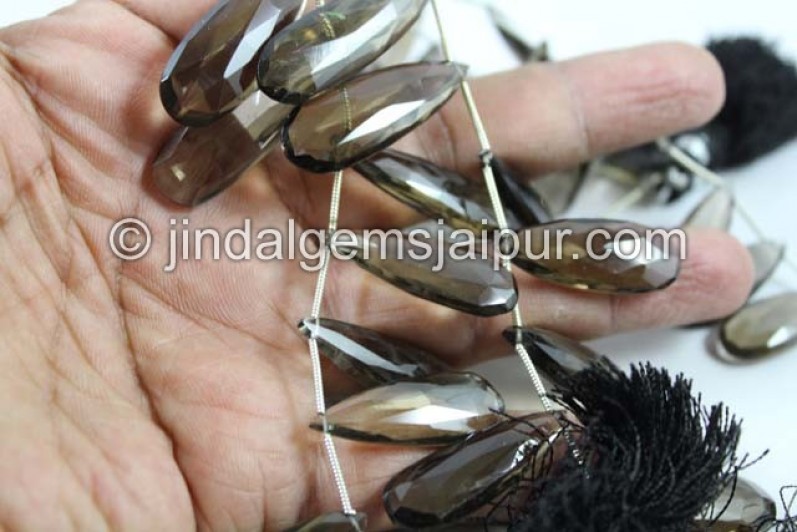 Smokey Faceted Elongated Pear Beads