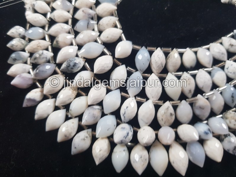 Dendritic opal faceted dew drops shape beads