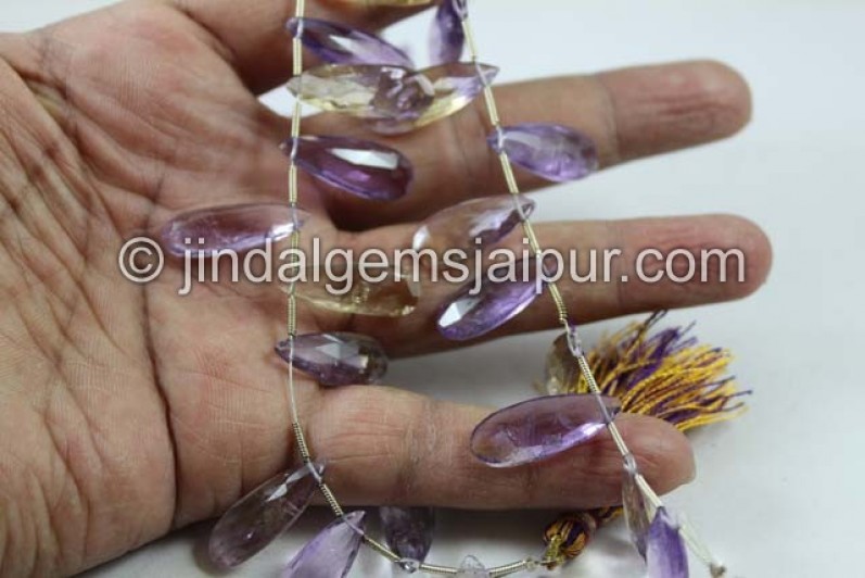 Ametrine Faceted Elongated Pear Beads