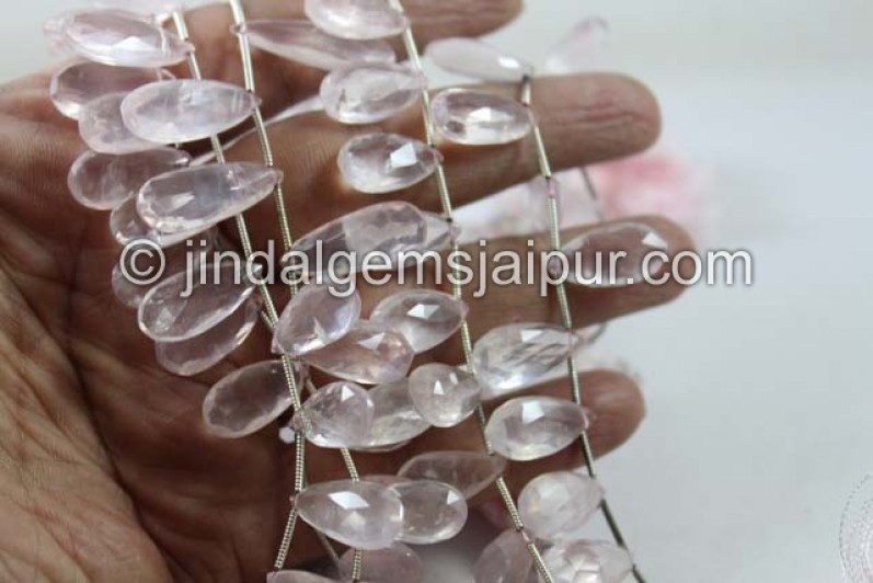 Rose Quartz Faceted Elongated Pear Shape Beads