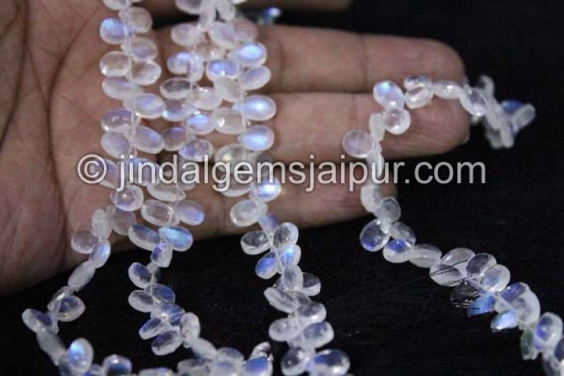 White  Rainbow Faceted Pear Shape Beads