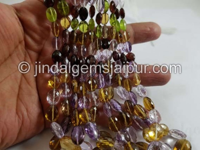 Multi Stone Faceted Oval Beads