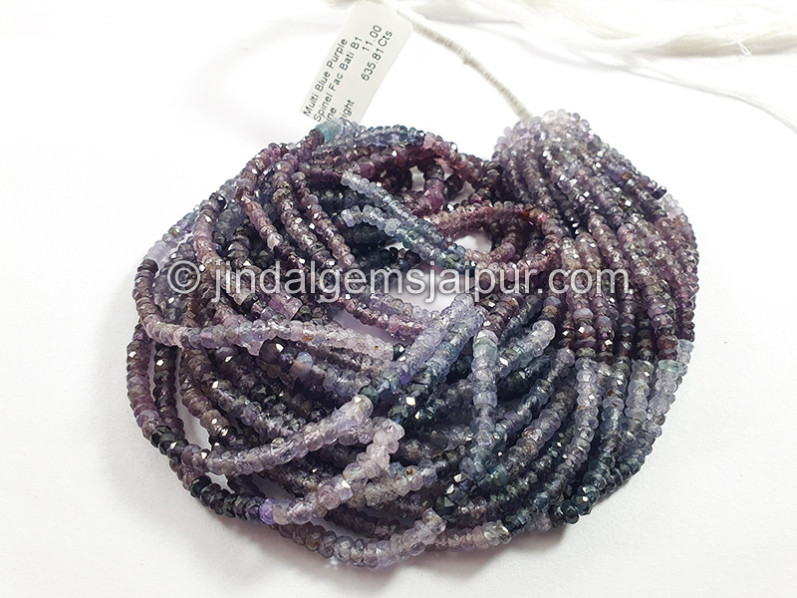 Multi Indigo Spinel Faceted Roundelle Shape Beads