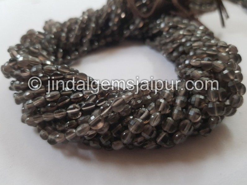 Smoky Faceted Coin Beads