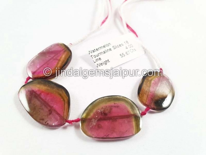 Watermelon Tourmaline Smooth Slices Beads