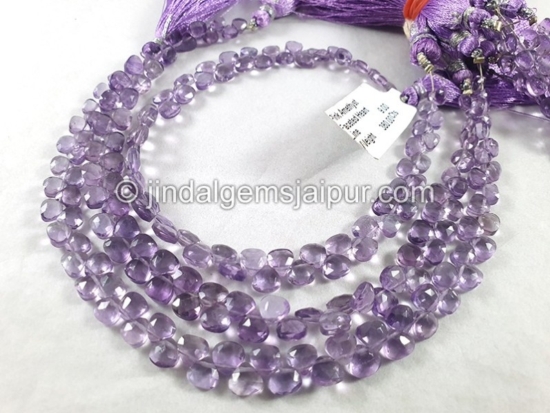 Pink Amethyst Faceted Heart Shape Beads