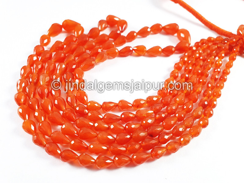 Carnelian Faceted Drops Dark Beads